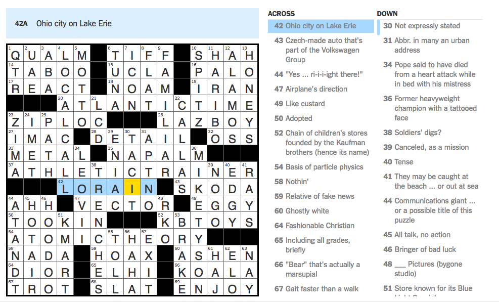 Doing the NY Times Crossword Puzzle