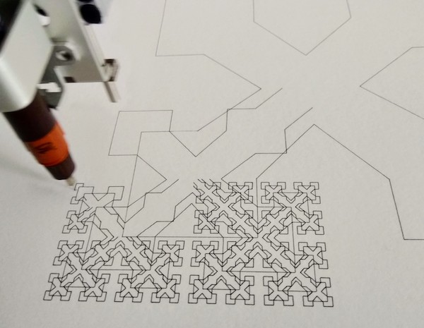 Axidraw plotting a fractal